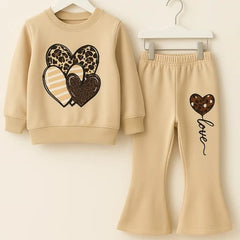 Stylish Heart Print Winter Suit