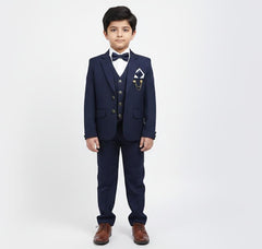 Kids 4-Piece Blue Coat Pant Suit (Size 2–11 Years)