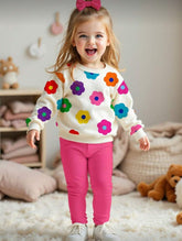 Vibrant Floral Print Kids' Sweatshirt & Trouser