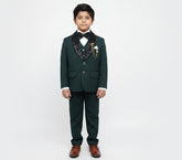 Boys Premium Green 4-Piece Coat Pant Set (Ages 2 to 11 Years)