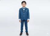 Kids 4-Piece Zinc Blue Coat Pant Suit (Size 2–11 Years)