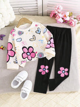 PINK FLOWERS PRINTED KIDS WINTER TRACKSUIT