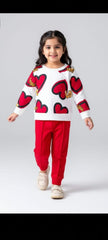 Cute Heart Print Winter Tracksuit