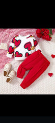 Cute Heart Print Winter Tracksuit