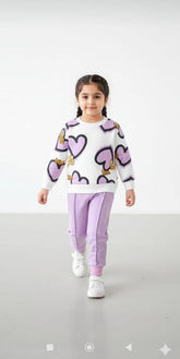 Cute Heart Print Winter Tracksuit