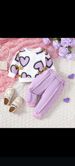 Cute Heart Print Winter Tracksuit