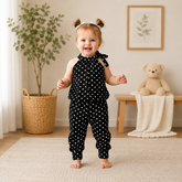Black : POLKA DOT PRINTED KIDS WEAR