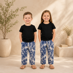 BLACK PLAN SHIRT & PRINTED Trouser KIDS WEARS