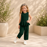 Charming Emerald Green Cotton Jersey Playground Outfit for Kids