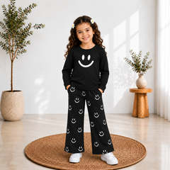 C1 BLACK SMILE STYLE SHIRT GIRL SET