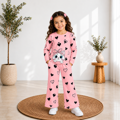 C1 PINK KITTY FULL SLEEVES GIRL SET