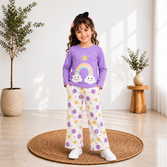 C1 PURPAL RAINBOW SHIRT & WHITE TOWSER GIRL SET