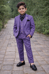 Boys Luxury 4-Piece Formal Suit – Royal Purple (Ages 2–11)