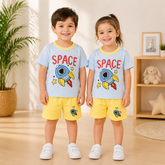 SKY BLUE ROCKET PRINTED KIDS SHORT SLEEVE KIDS WEAR