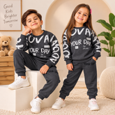 GRAY : YOUR DAY PRINTED WINTER TRACKSUIT