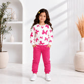 Pink Bow Printed Girls’ Co-Ord Set – Premium Casual Wear