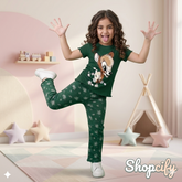 GREEN CUTE GIRL CHOICE PRINTED KIDS WEAR