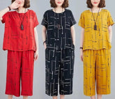 WOMEN HALF SLEEVES PRINTED CAPRI SET CH-1001