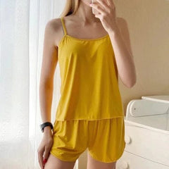 YELLOW 2 PCS POLYESTER CAMI SET