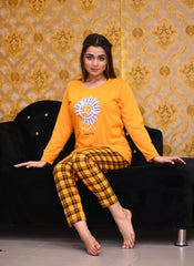 Yellow Flower Sleepwear Night Dress