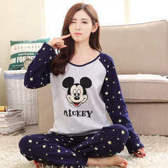 Blue and Grey Star Mickey Printed Sleepwear Night Dress
