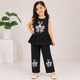 Black Bunny Bloom Kids Pajama Set
