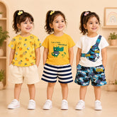 Pineapple, Crocodile & Cool Bag Print T-Shirt with Shorts (Pack of 3)