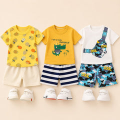 Pineapple, Crocodile & Cool Bag Print T-Shirt with Shorts (Pack of 3)