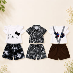 Cat Face, Tropical Leaf & Racing Car Shorts Set ( Pack of Three )