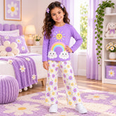 C1 PURPAL RAINBOW SHIRT & WHITE TOWSER GIRL SET
