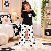 C1 BLACK FLOWER SHIRT WHITE TOWSER GIRL SET