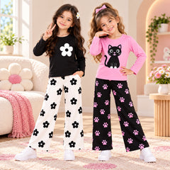 C1 —Pack of 2 Flower & Cat Paw Girls Co-Ord Set