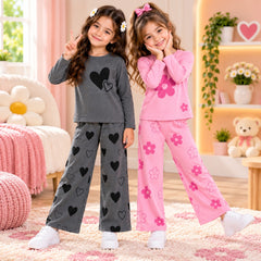 C1 — Pack of 2 Heart & Floral Girls Co-Ord Set Pack of 2