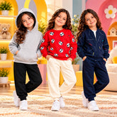 Grey Hoodie & Red Panda & Navy Tracksuit Girls Dress – Pack of 3