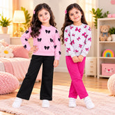 Pink Bow & Pink Floral Bow Girls Dress – Pack of 2