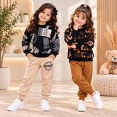 Brown Text & Design Girls Winter Co-Ord Set – Pack of 2