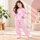 Pink Bow Checkered Girls Co-Ord Set
