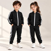 Black Double-Pocket Winter Tracksuit for Kids