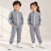 Grey Double-Pocket Winter Tracksuit for Kids