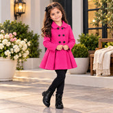 Pink Wastern Style Button Kids Fleece Coat