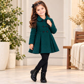 Green Wastern Style Button Kids Fleece Coat
