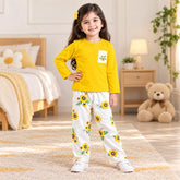 C1 Yellow Pocket Print Girls Kids Night Suit