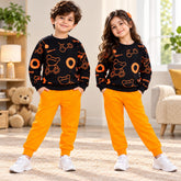 Black & Orange Printed Sweatshirt with Orange Trouser (Pack of 2)