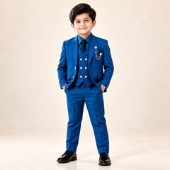 Kids 4-Piece Blue Coat Pant Suit (Size 2–11 Years)