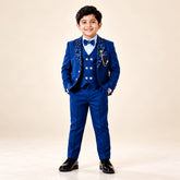 Boys Premium Zinc Blue 4-Piece Coat Pant Set (Ages 2 to 11 Years)