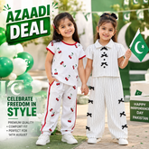 Cherry & Pinstripe Bow Outfits Premium Girls Co-Ord Set Collection ( Pack of two ) D35