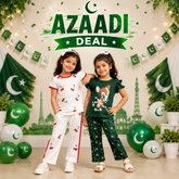 Cherry Print & Deer Floral Cotton Girls Co-Ord Set ( Pack of two )