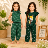 Green Deer Printed & Green Polka Dot Co-Ord Set – Stylish 2-Piece Summer Outfits ( Pack of two )