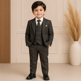 Charcoal Grey – Textured Double-Breasted Waistcoat Style