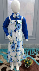 Red blue black Floral Western Dress – Elegant Style for Girls